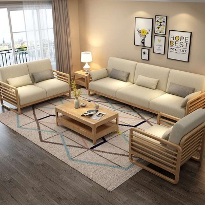 2020solid wood base fabric sofa 3 2 1 seater chaise couch wooden frame customizable China factory supplier modern simple stylish