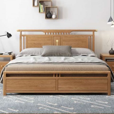 Modern Teenagers Bedroom Furniture High Back Cushion Headboard Luxurious Adults Wooden Bed King Size